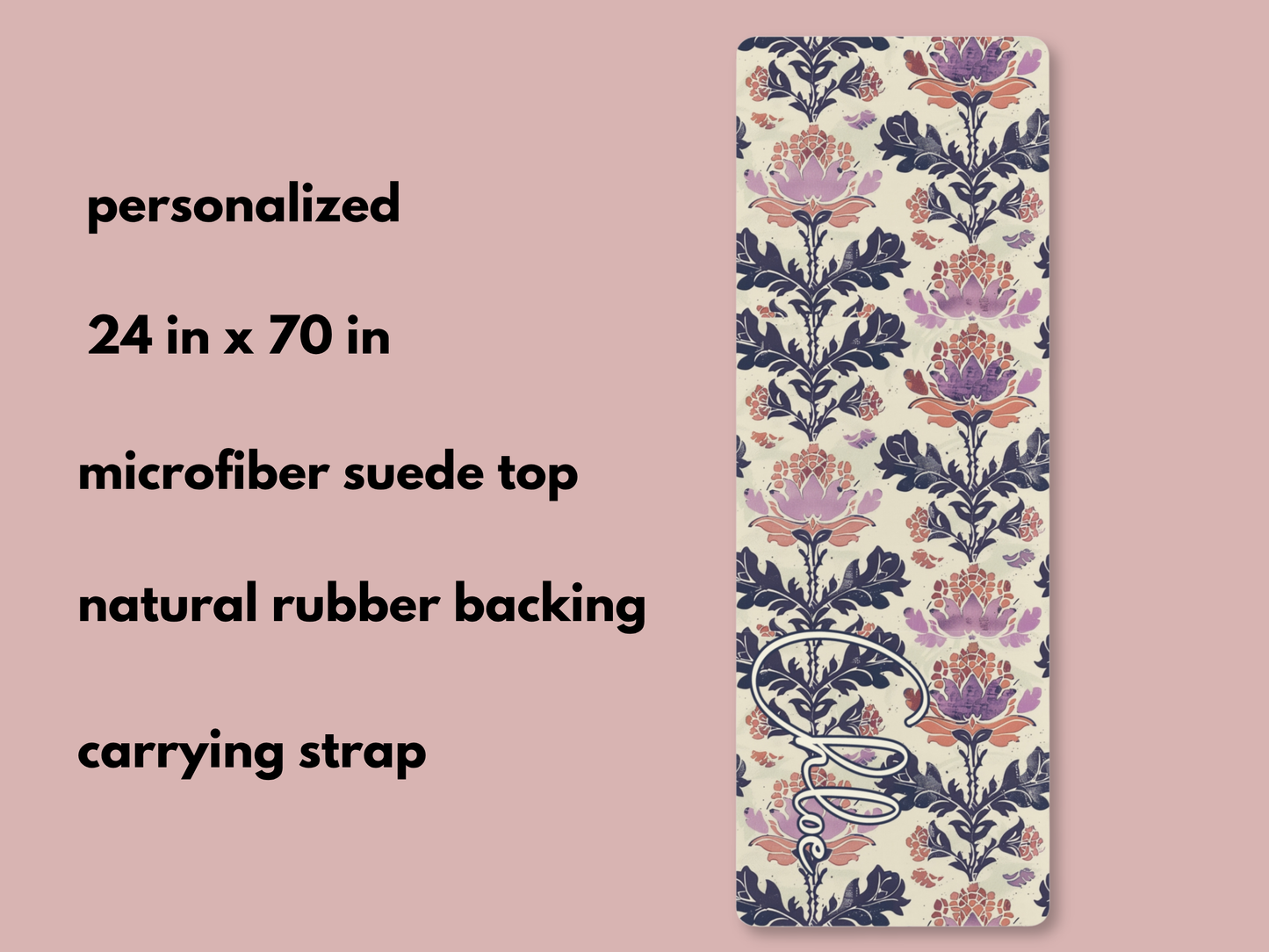 Personalized Indian Block Flower Print Yoga Mat: Custom Pilates Mat