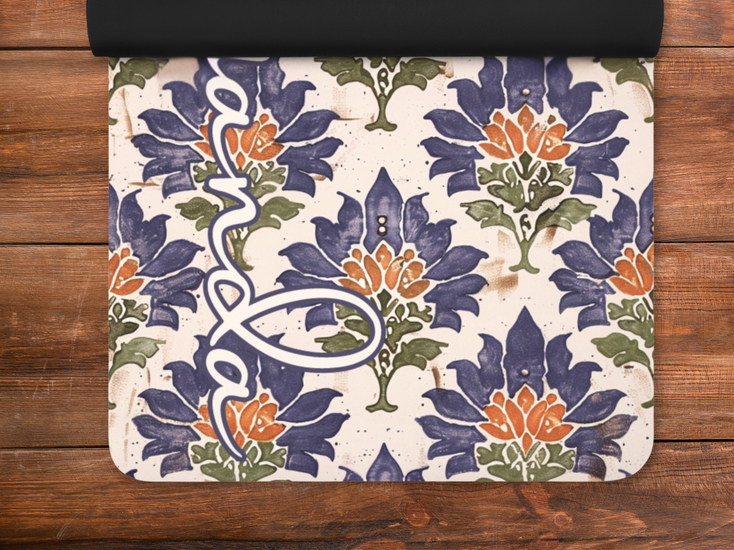Personalized Indian Block Flower Print Yoga Mat: Custom Pilates Mat