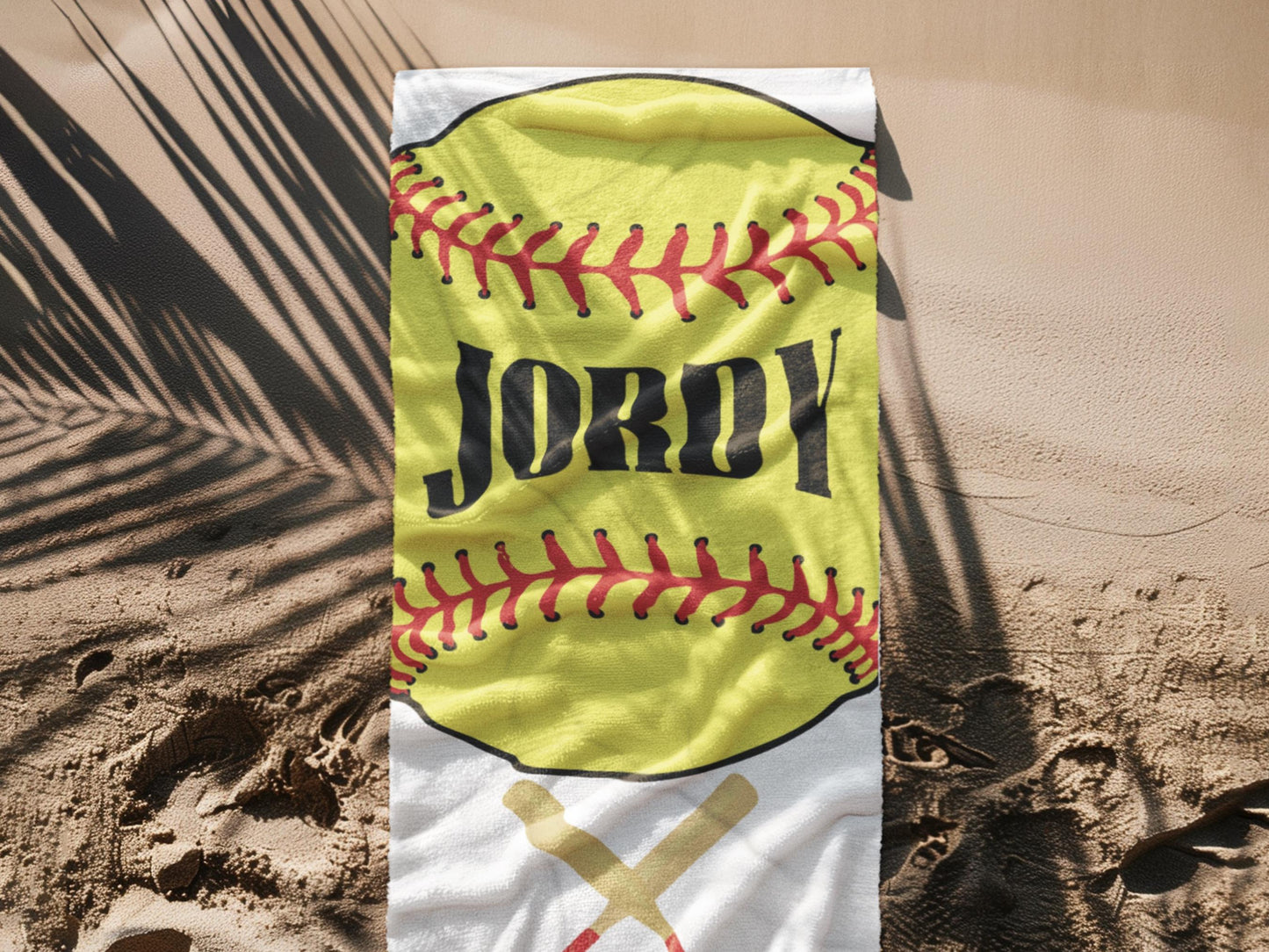 Personalized Softball Towel: Custom Name Beach & Pool Towel