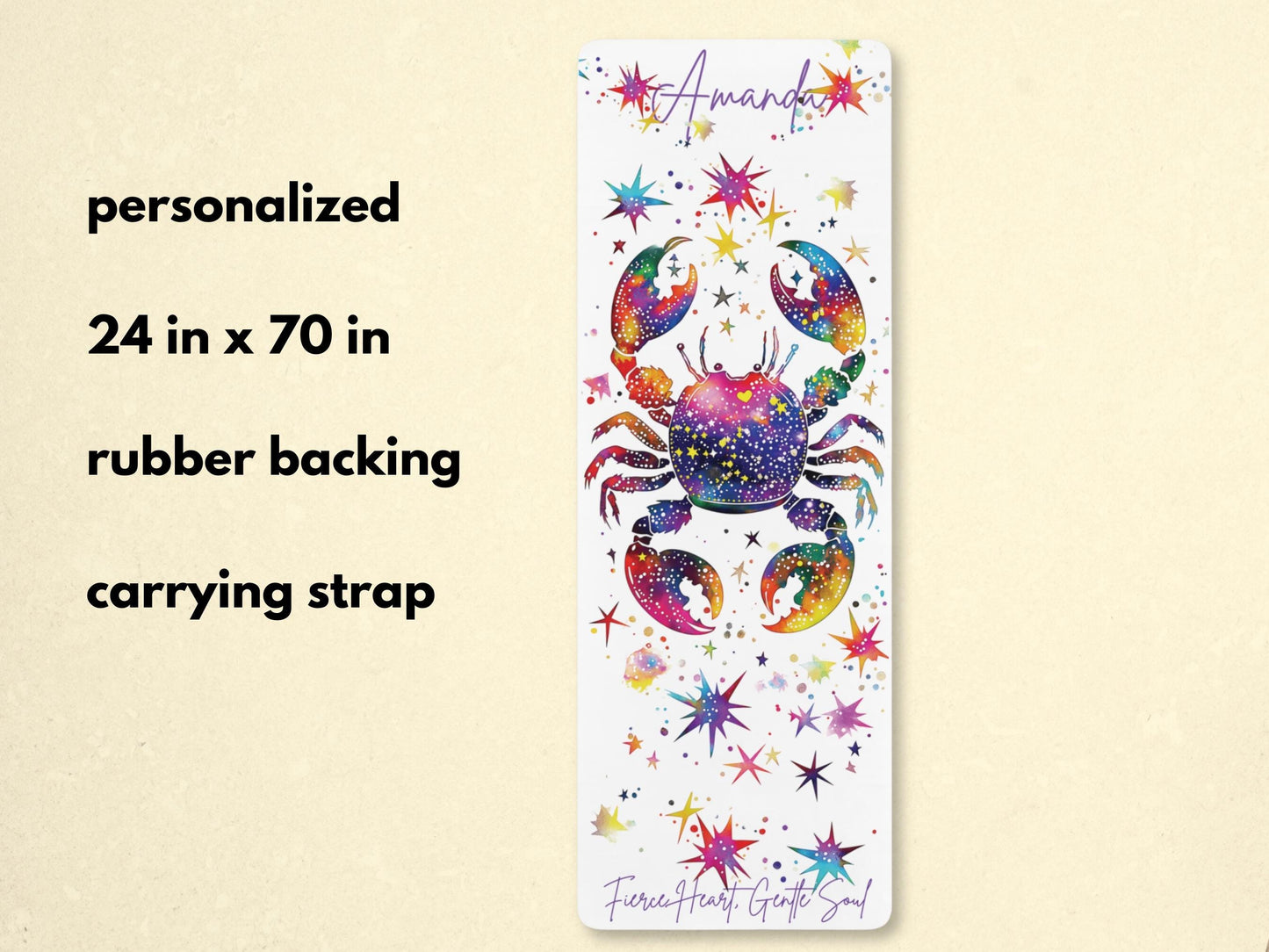 Personalized Zodiac Yoga Mat: Colorful Cancer Pilates Mat