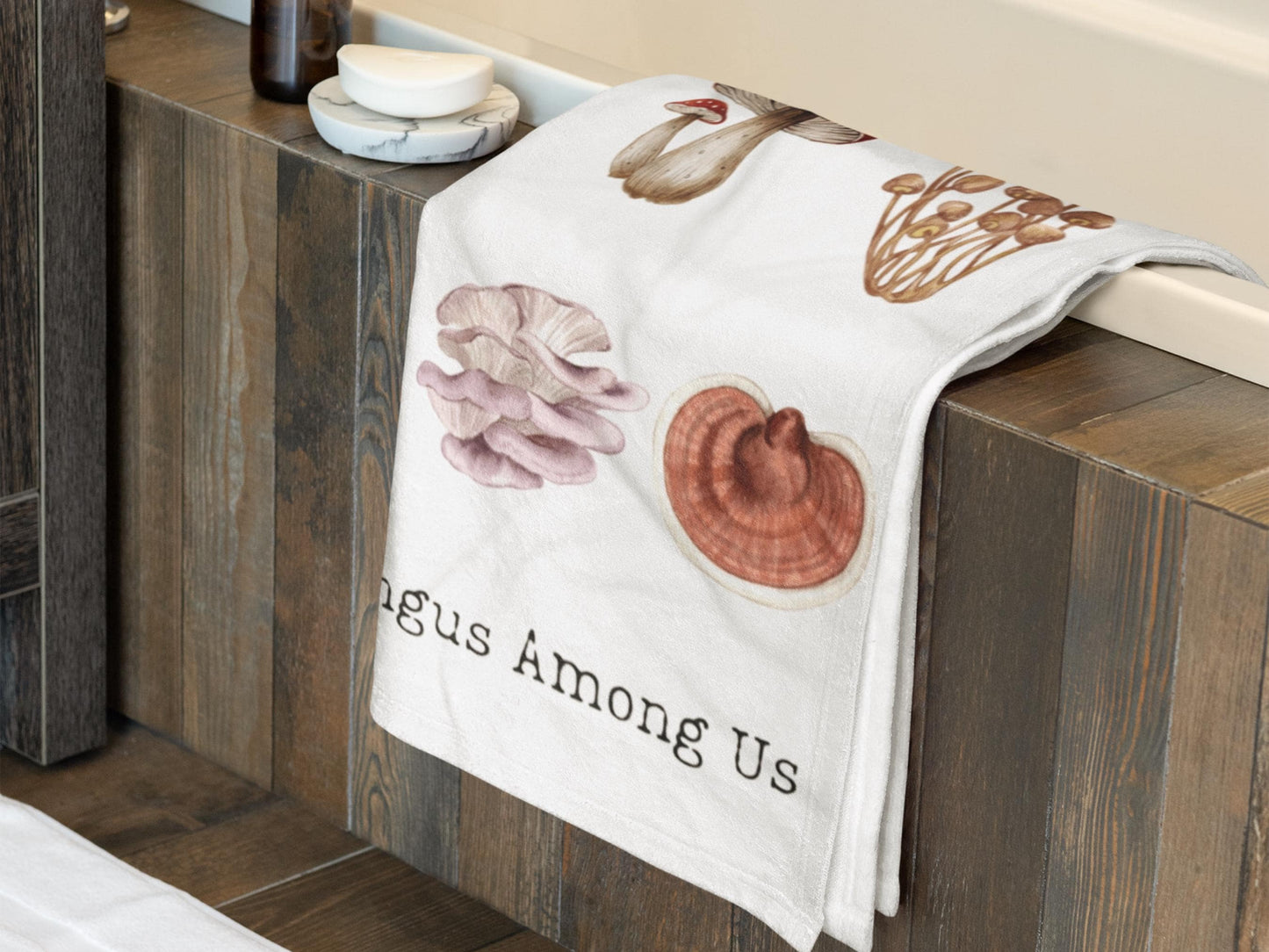 Personalized Mushroom Towel: Watercolor Fungi Design, Science Gift