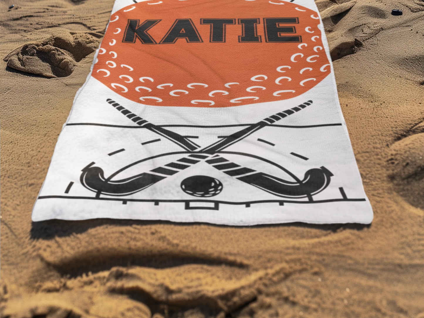 Personalized Field Hockey Towel: Custom Name Beach & Pool Towel