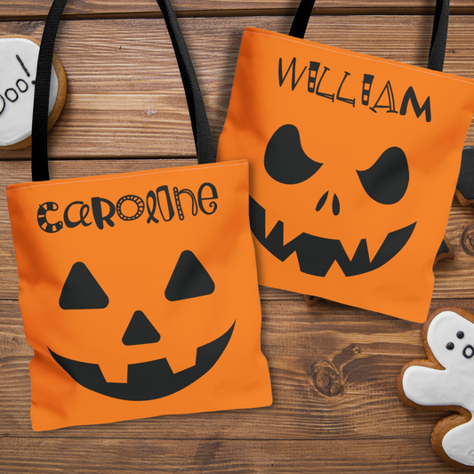 Personalized Jack-O-Lantern Trick or Treat Bag in 2 Designs