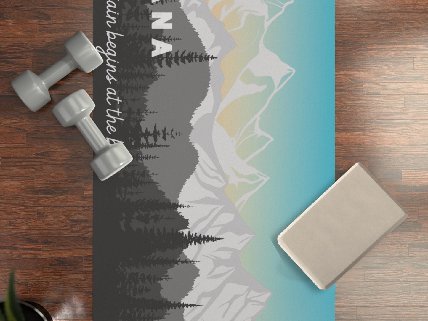 Personalized Mountain Yoga Mat: Rocky Mountains Custom Pilates Mat with Strap