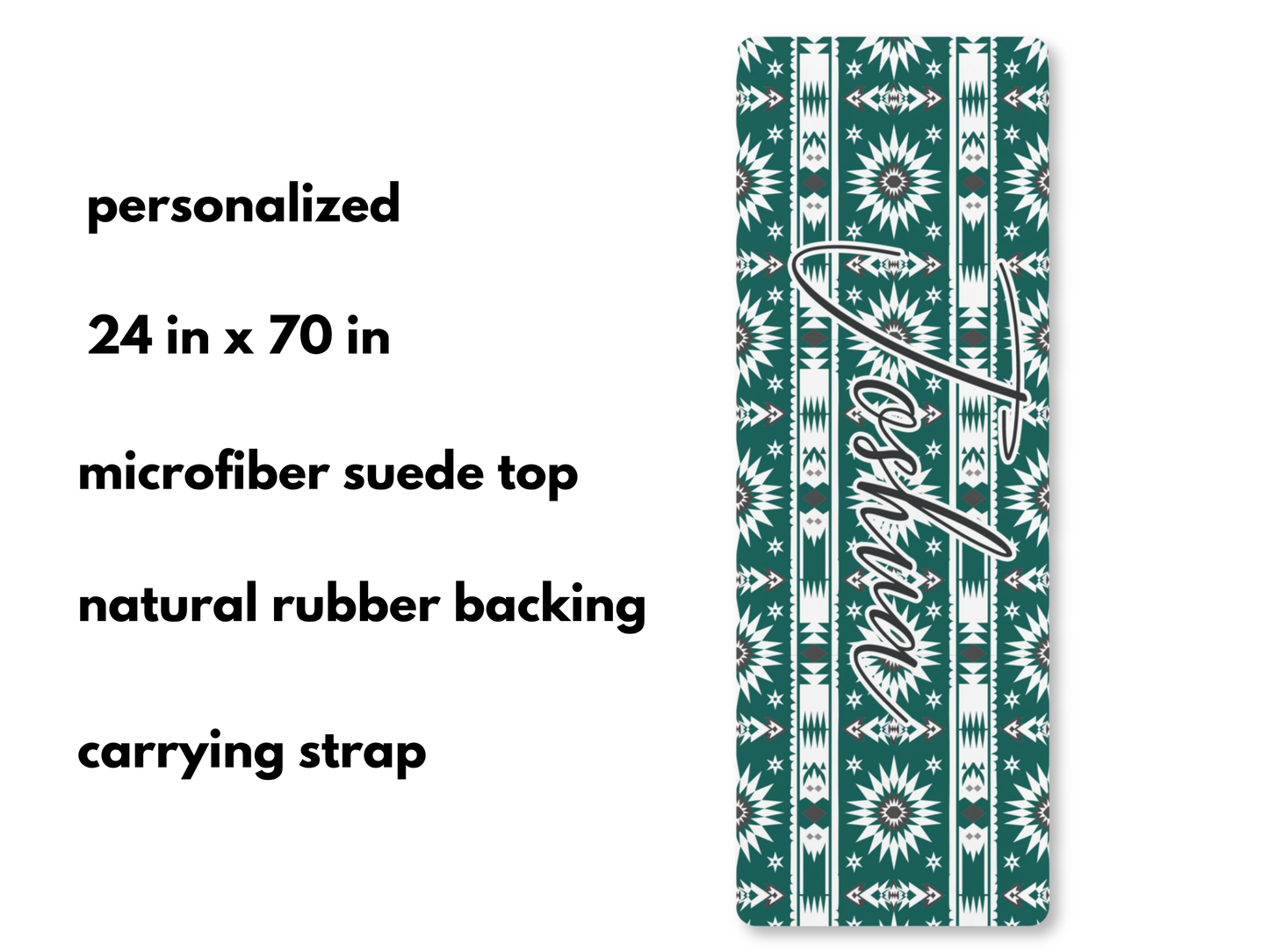 Personalized Southwest Pattern Yoga Mat: Custom Pilates Mat