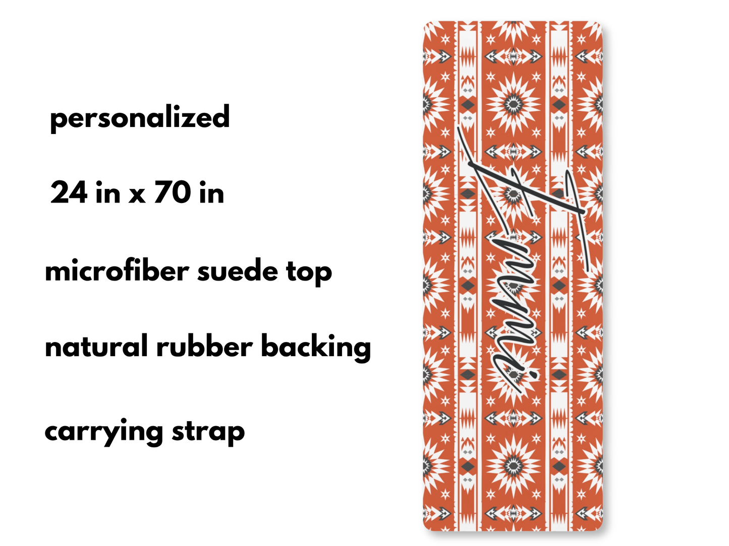 Personalized Southwest Pattern Yoga Mat: Custom Pilates Mat