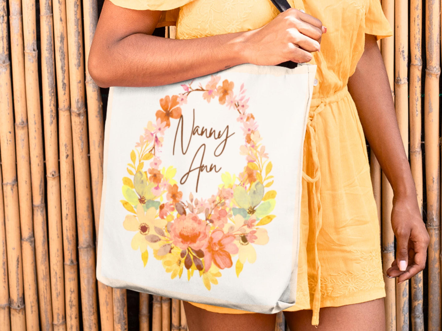 Personalized Hello Fall Wreath Tote Bag