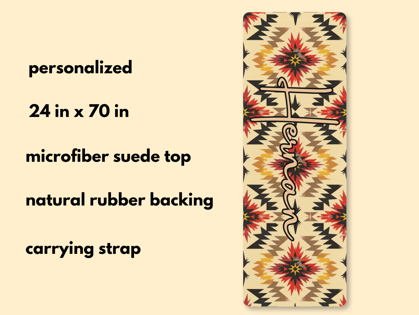 Personalized Southwest Native American Pattern Yoga Mat: Custom Pilates Mat