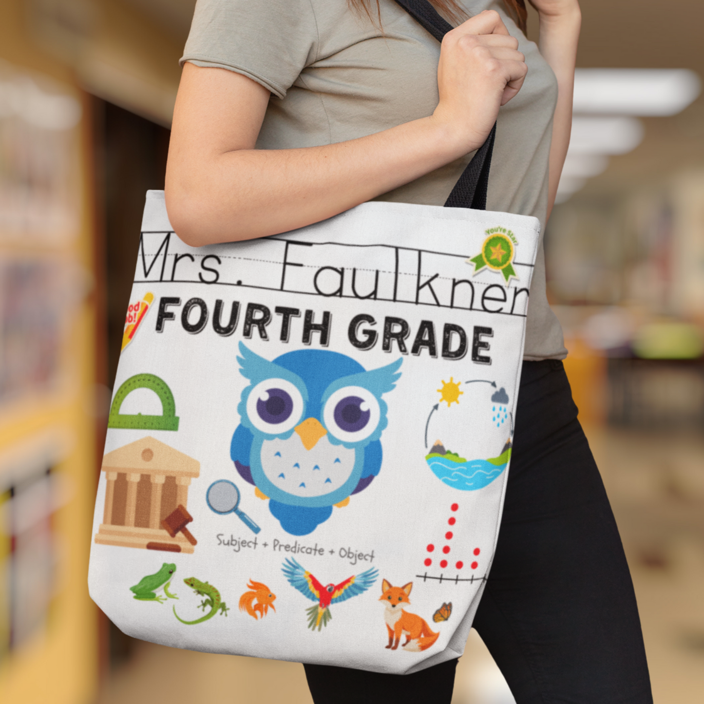 Personalized Fourth Grade Teacher Tote Bag