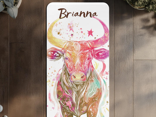 Personalized Bull Yoga Mat: Taurus Zodiac Gift