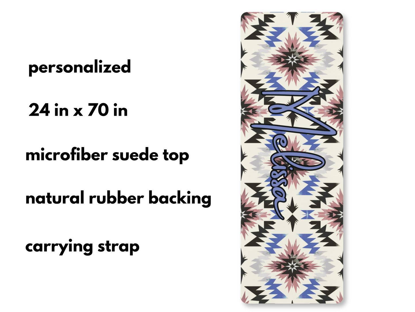 Personalized Southwest Native American Pattern Yoga Mat: Custom Pilates Mat