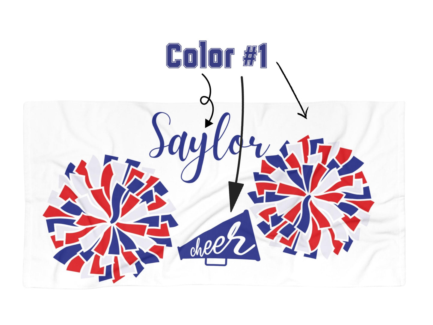Personalized Cheerleader Towel: Custom Team Colors & Name