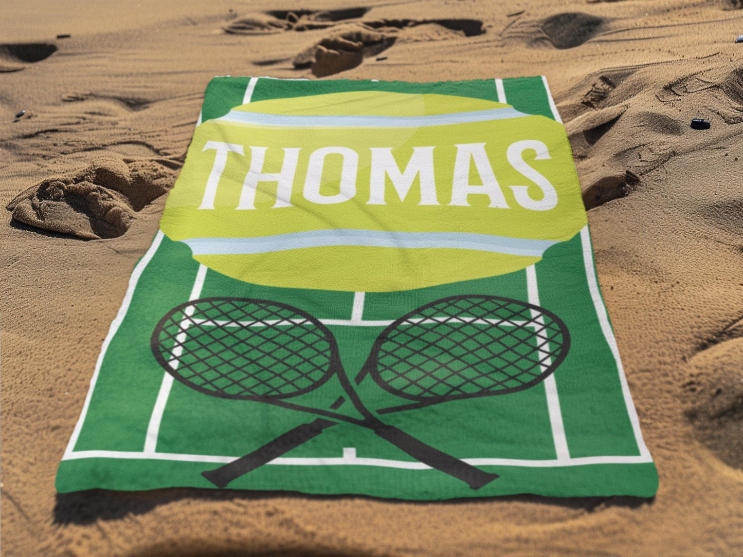 Personalized Tennis Towel: Custom Name Beach & Pool Towel