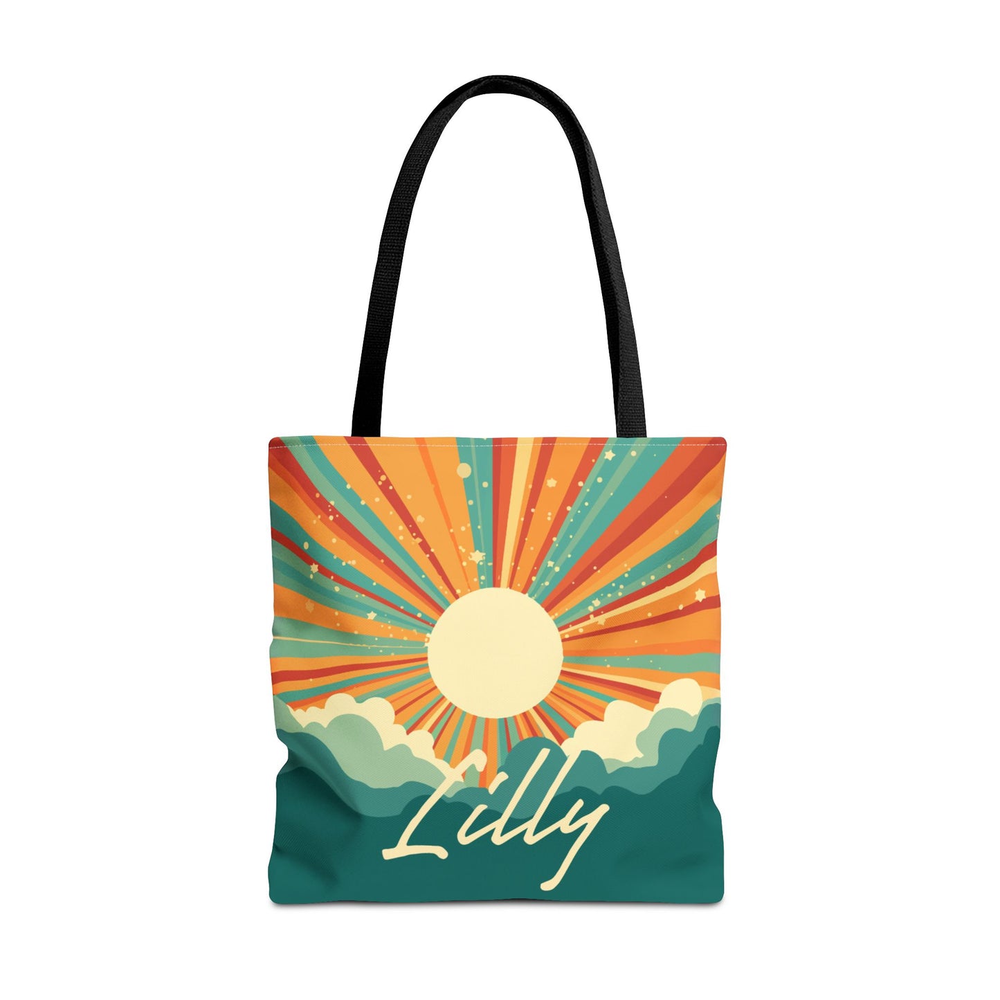 Personalized Sun Tote Bag in Teal and Orange