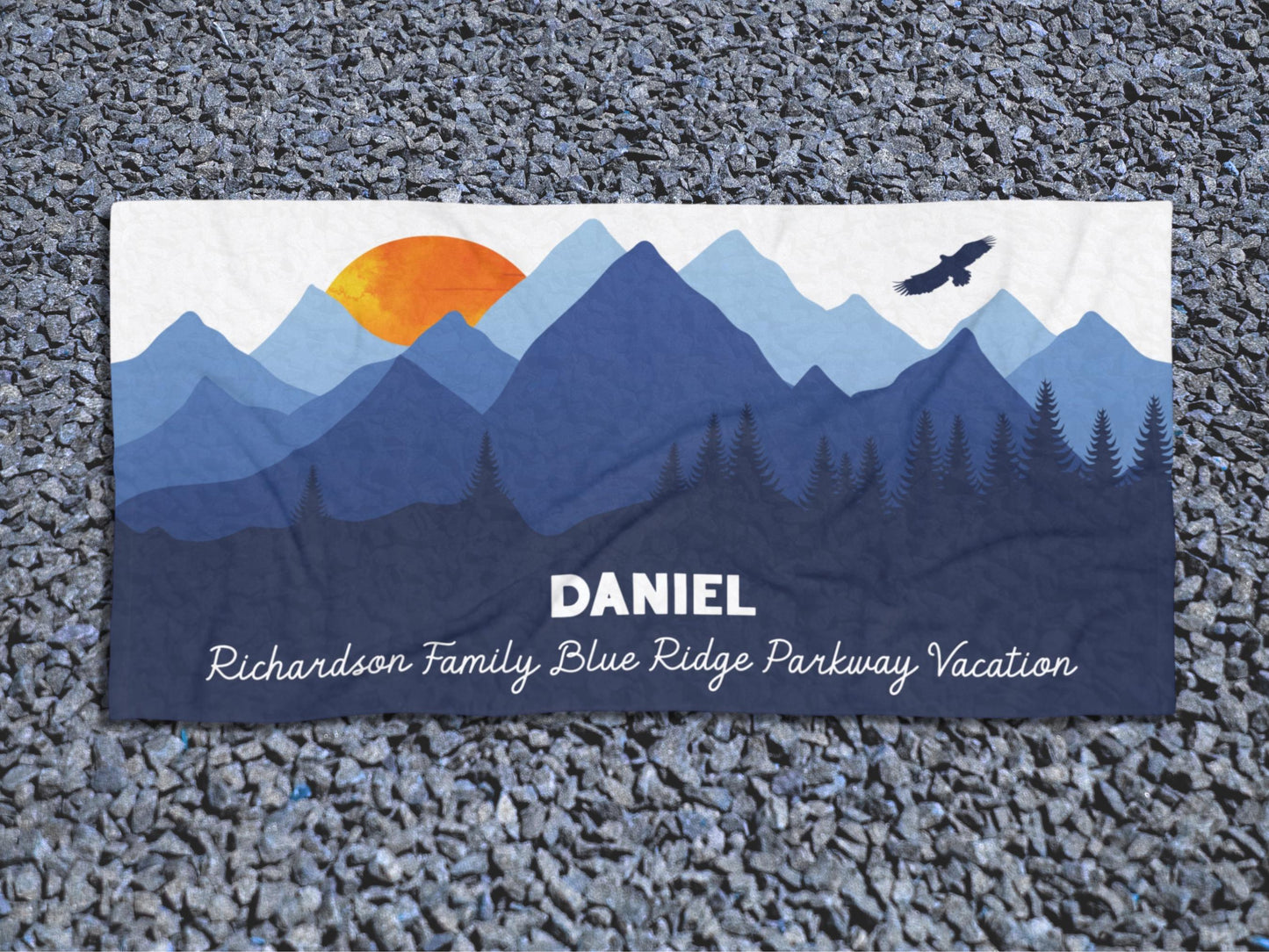 Personalized Camping Towel: Blue Ridge Mountains Trip Keepsake