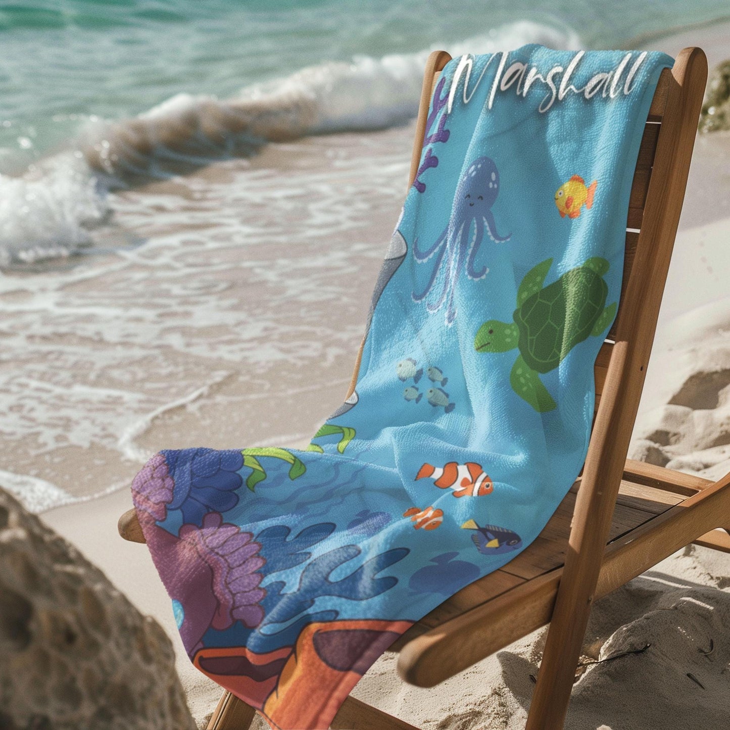 Personalized Kids Beach Towel: Under the Sea Theme