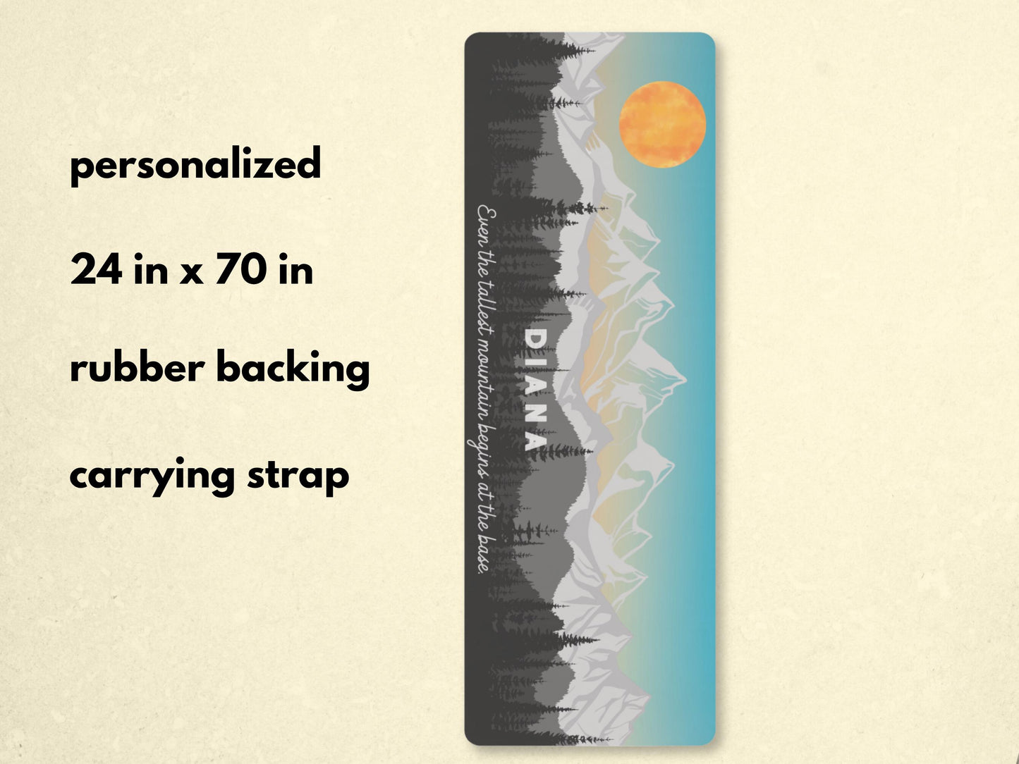 Personalized Mountain Yoga Mat: Rocky Mountains Custom Pilates Mat with Strap