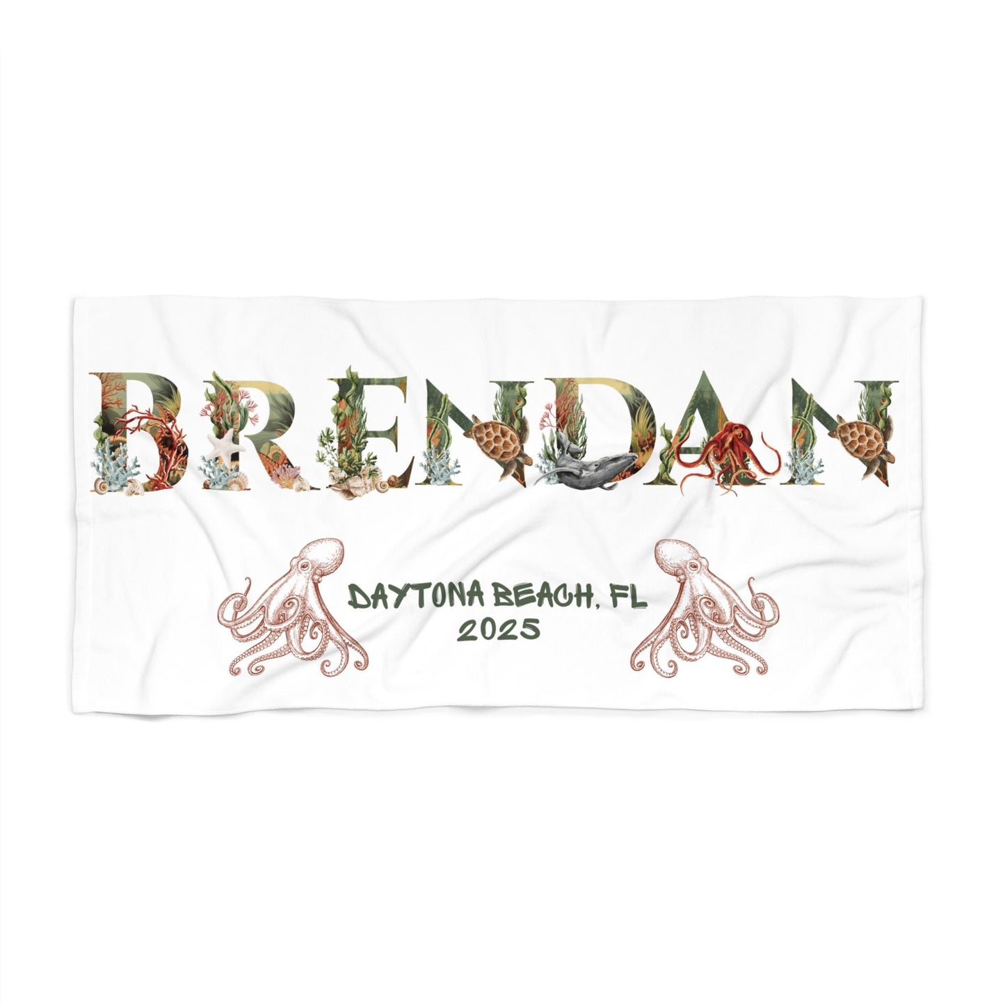 Personalized Beach Towel: Sea Creature Alphabet, Family Vacation