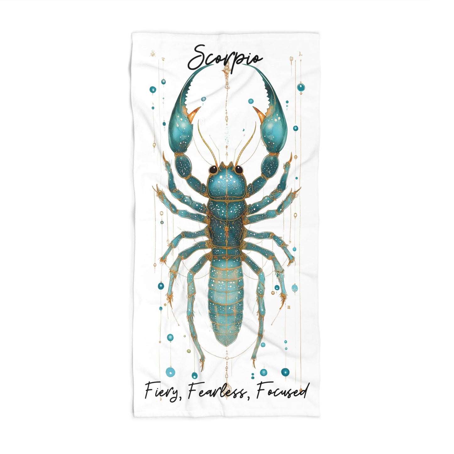 Custom Scorpio Beach Towel: Turquoise Scorpion Astrology Gift
