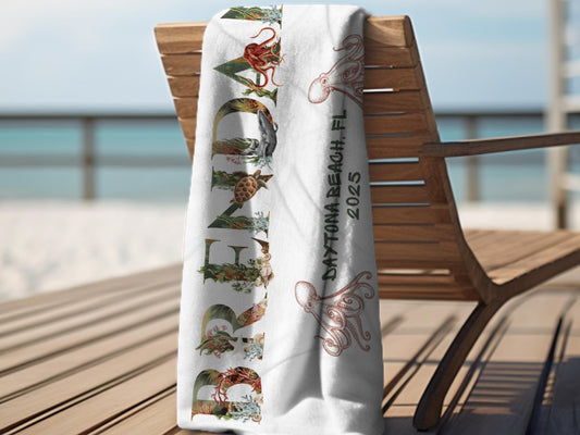 Personalized Beach Towel: Sea Creature Alphabet, Family Vacation