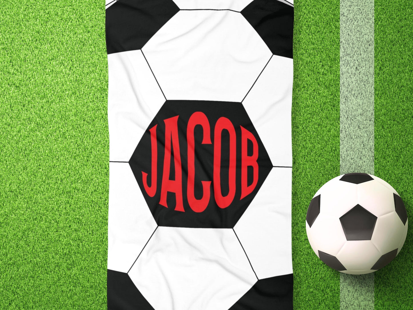 Personalized Soccer Towel: Custom Name Beach & Pool Towel