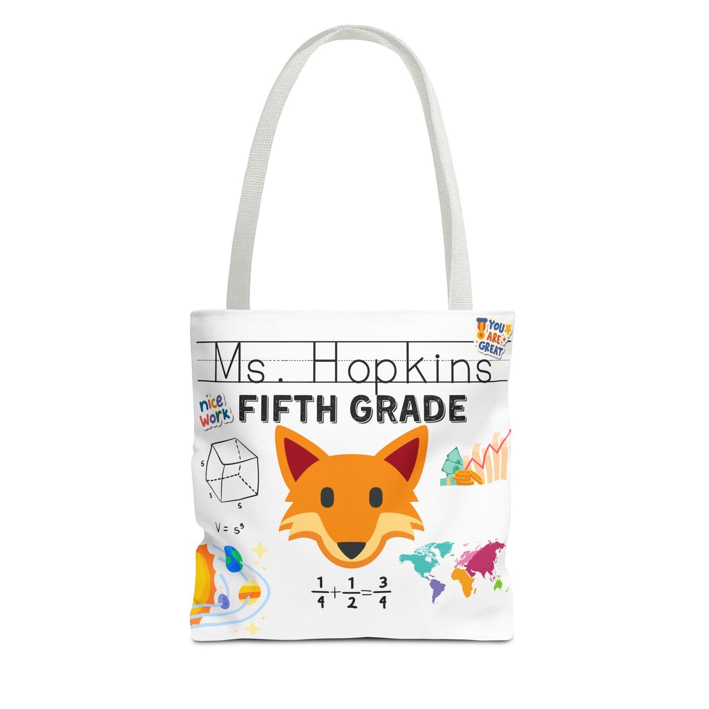 Personalized Fifth Grade Teacher Tote Bag