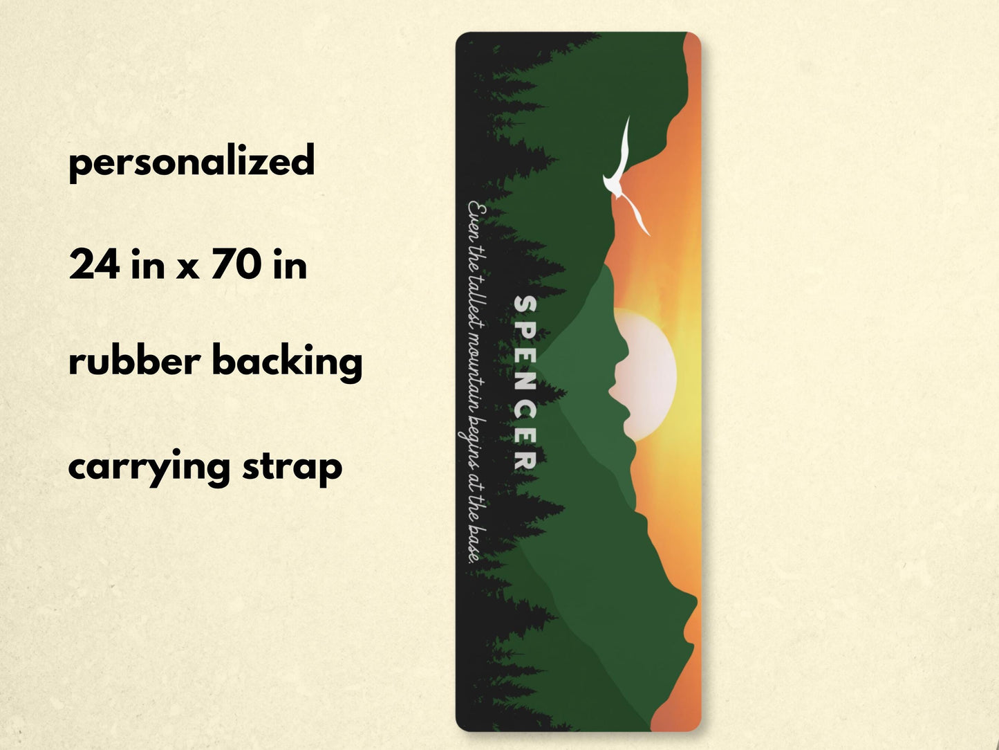 Personalized Mountain Yoga Mat: Pacific Northwest Custom Pilates Mat with Strap
