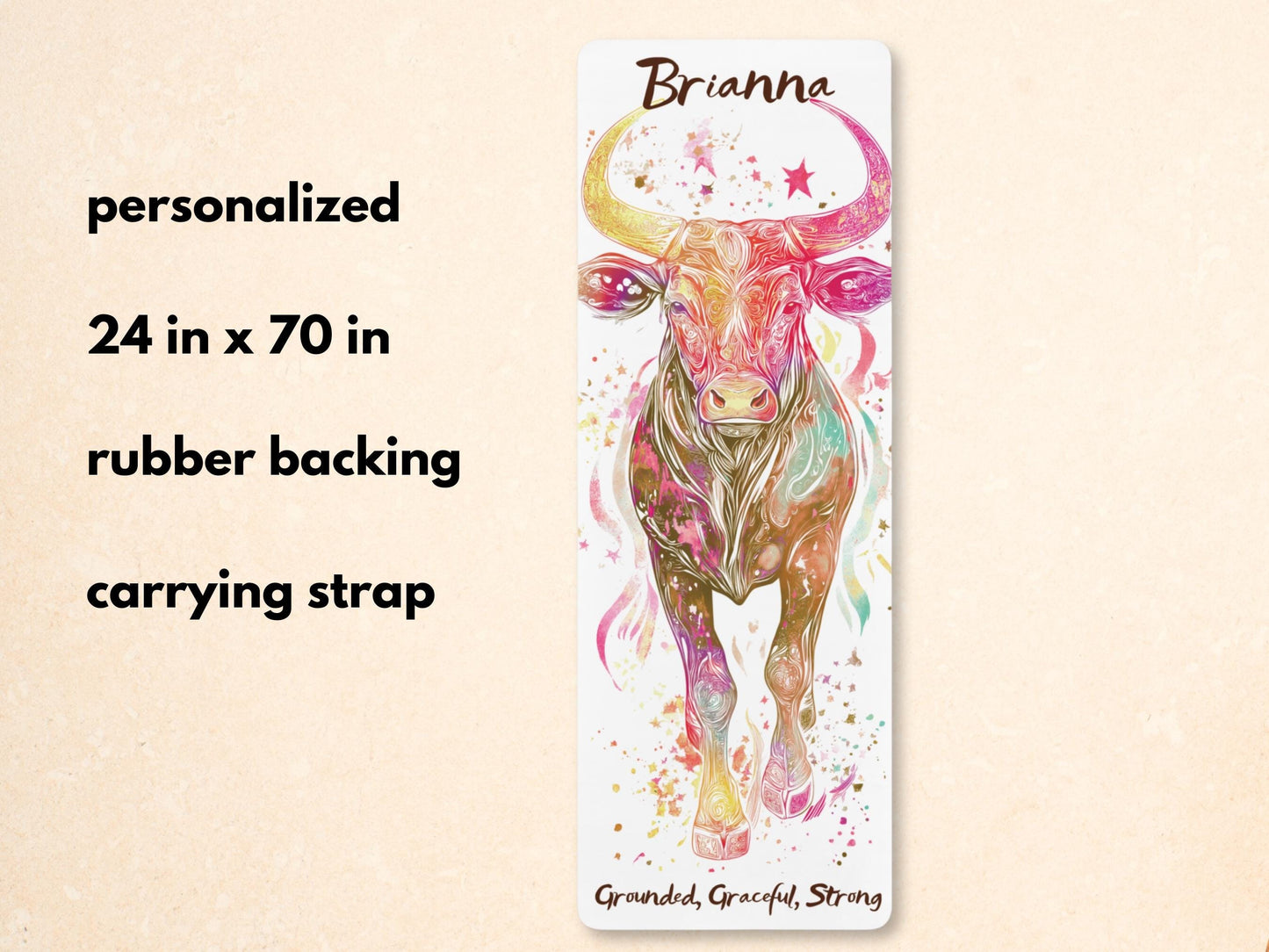 Personalized Bull Yoga Mat: Taurus Zodiac Gift
