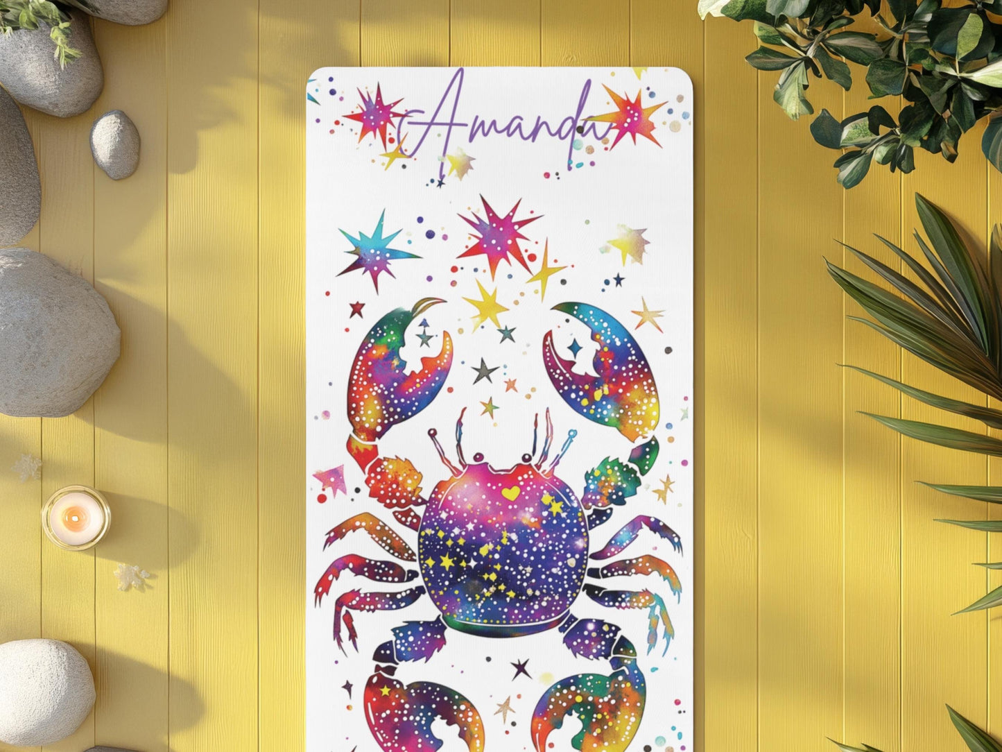 Personalized Zodiac Yoga Mat: Colorful Cancer Pilates Mat