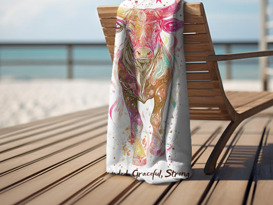 Custom Bull Beach Towel: Taurus Gift, Farmhouse Decor