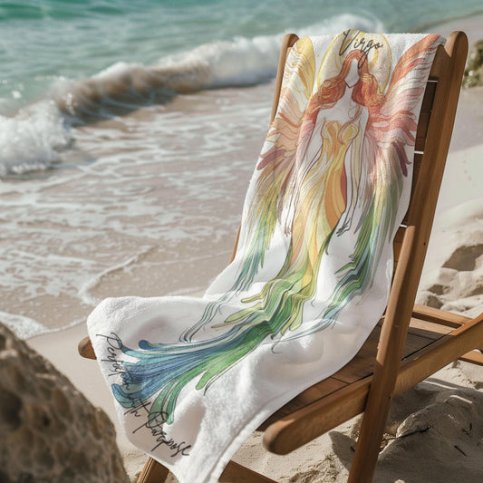 Custom Angel Beach Towel: Spiritual Virgo Gift