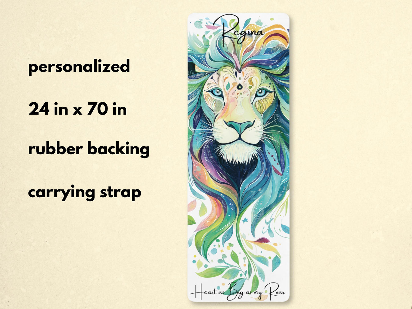 Personalized Lion Yoga Mat: Colorful Pilates Mat, Leo Spirit Animal