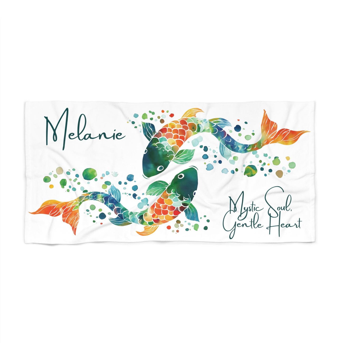 Custom Pisces Beach Towel: Personalized Colorful Fish Gift