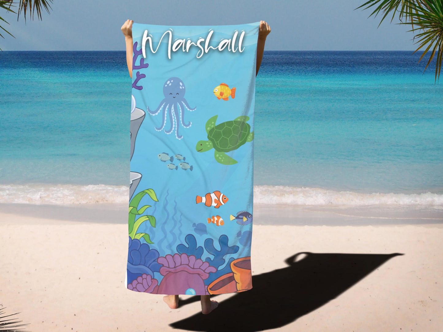 Personalized Kids Beach Towel: Under the Sea Theme