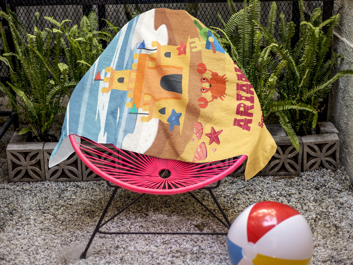 Personalized Sandcastle Beach Towel: Custom Family Vacation Towel
