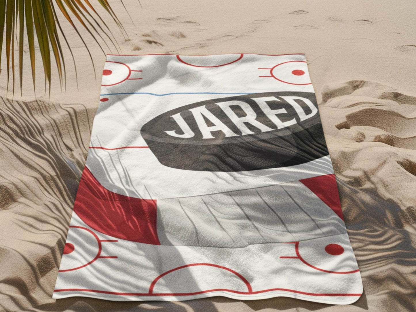 Personalized Hockey Towel: Custom Name Beach & Pool Towel