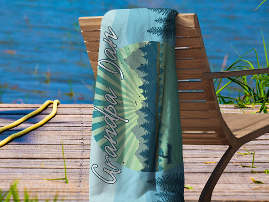Custom Towel with Name, Father's Day Gift for Fishing Dad, Personalized Lake Lover's Gift, Fishing Towel