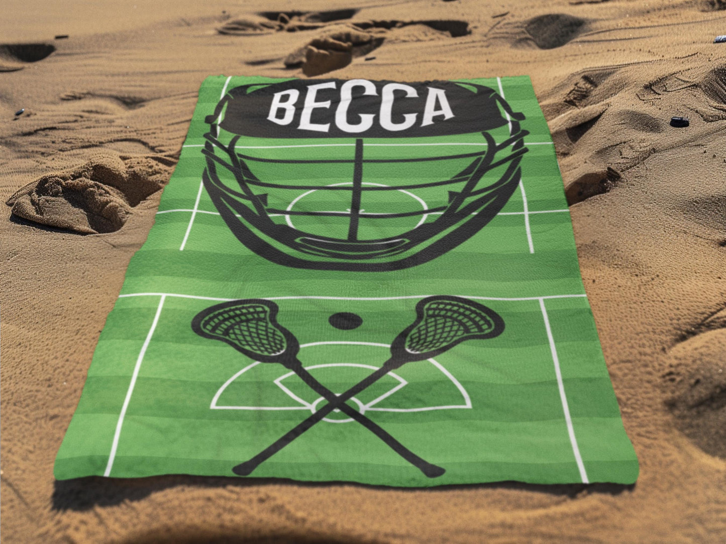 Personalized Lacrosse Towel: Custom Name Beach & Pool Towel