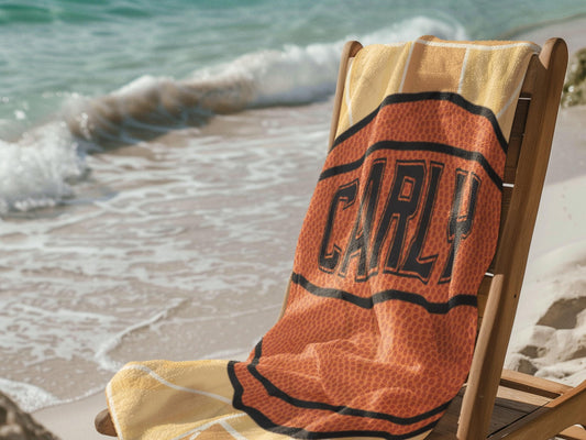 Personalized Basketball Towel: Custom Name Beach & Pool Towel