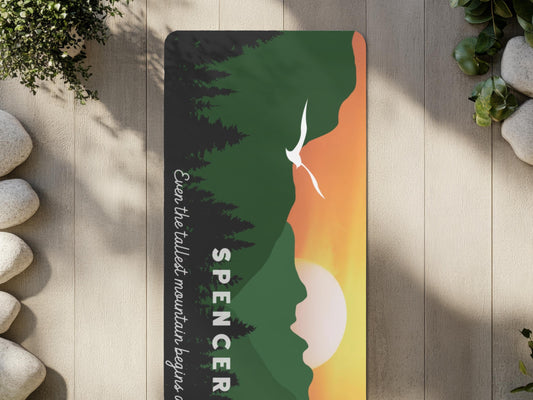 Personalized Mountain Yoga Mat: Pacific Northwest Custom Pilates Mat with Strap
