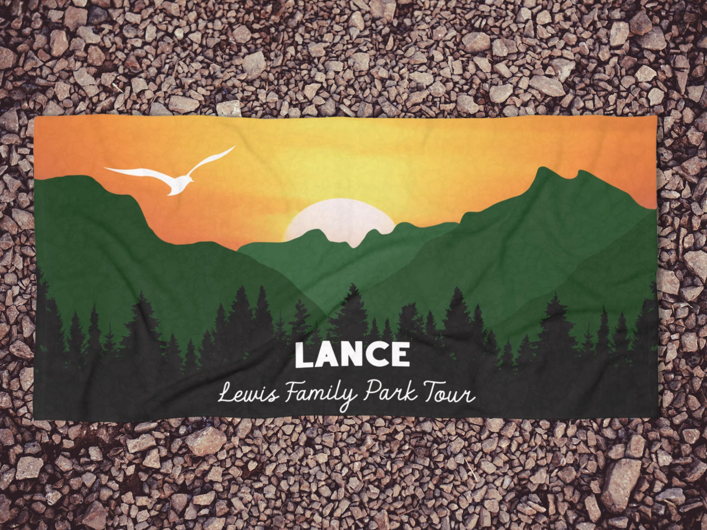 Personalized Camping Towel: Pacific Northwest Custom Mountain Design, Family Vacation