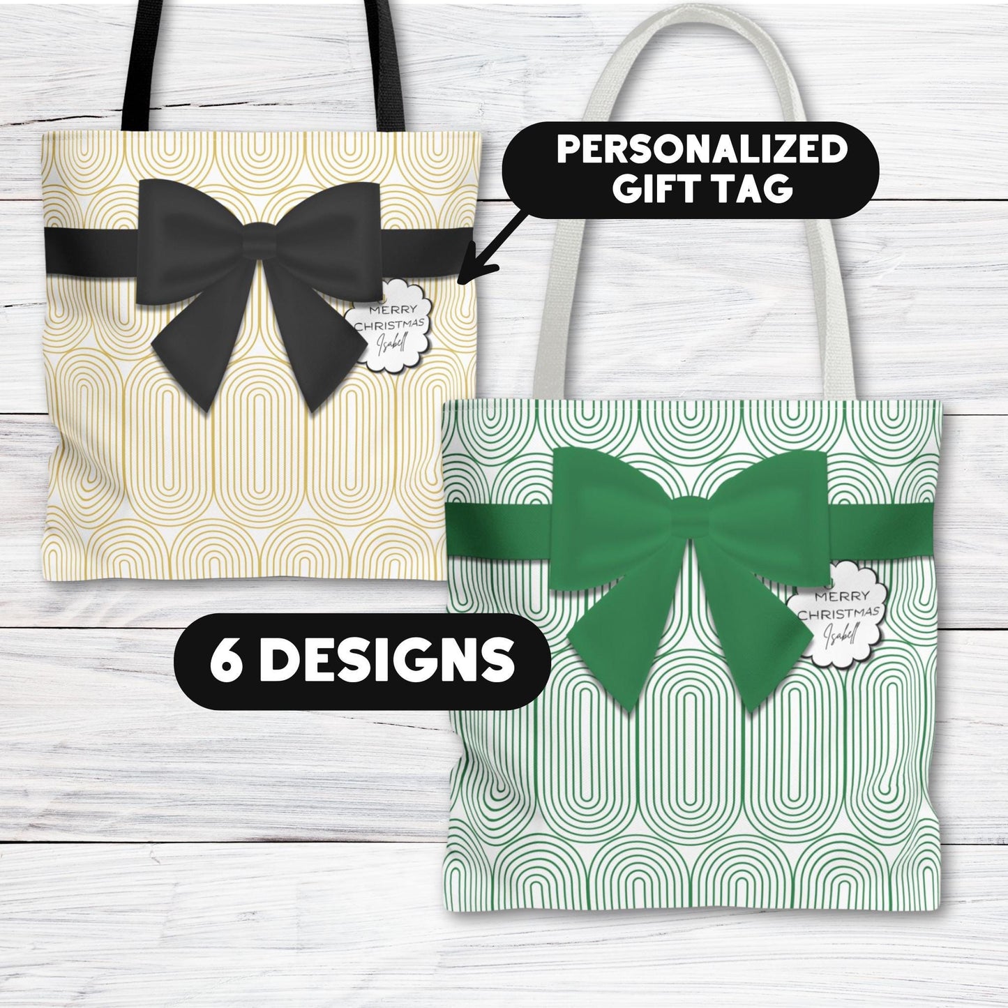 Personalized Modern Tote Bag: Boxy Reusable Gift Bag with Tag