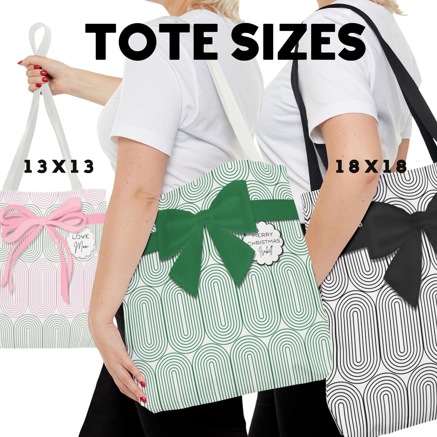 Personalized Modern Tote Bag: Boxy Reusable Gift Bag with Tag