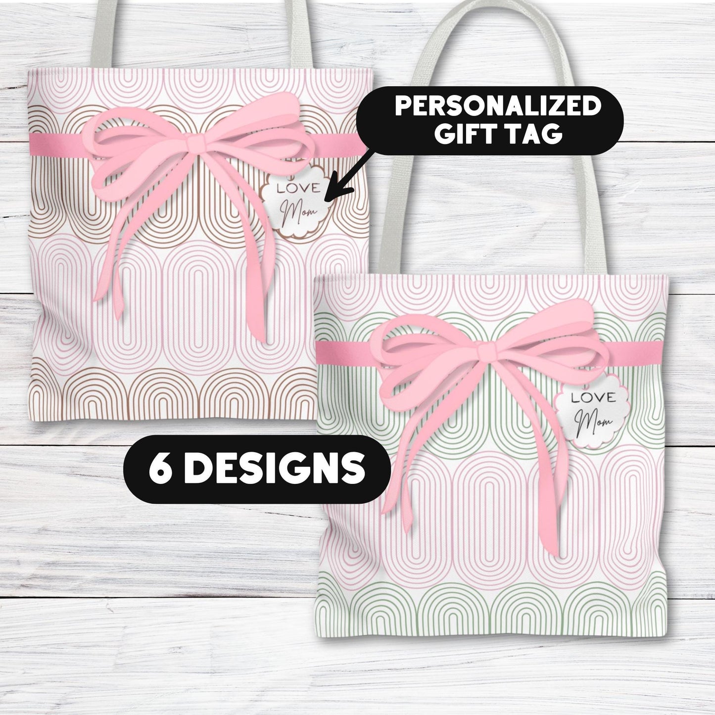 Personalized Modern Tote Bag: Boxy Reusable Gift Bag with Tag