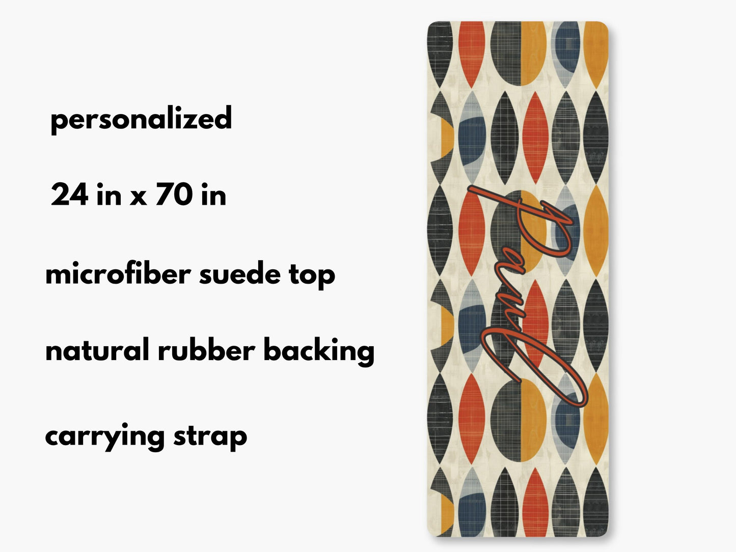 Personalized Midcentury Modern Yoga Mat: Custom Pilates Mat