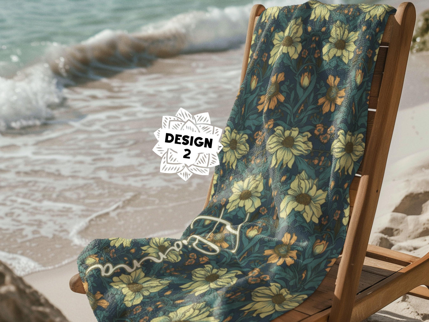 Custom Beach Towel: Personalized Indian Block Print Flower Towel - 6 Designs