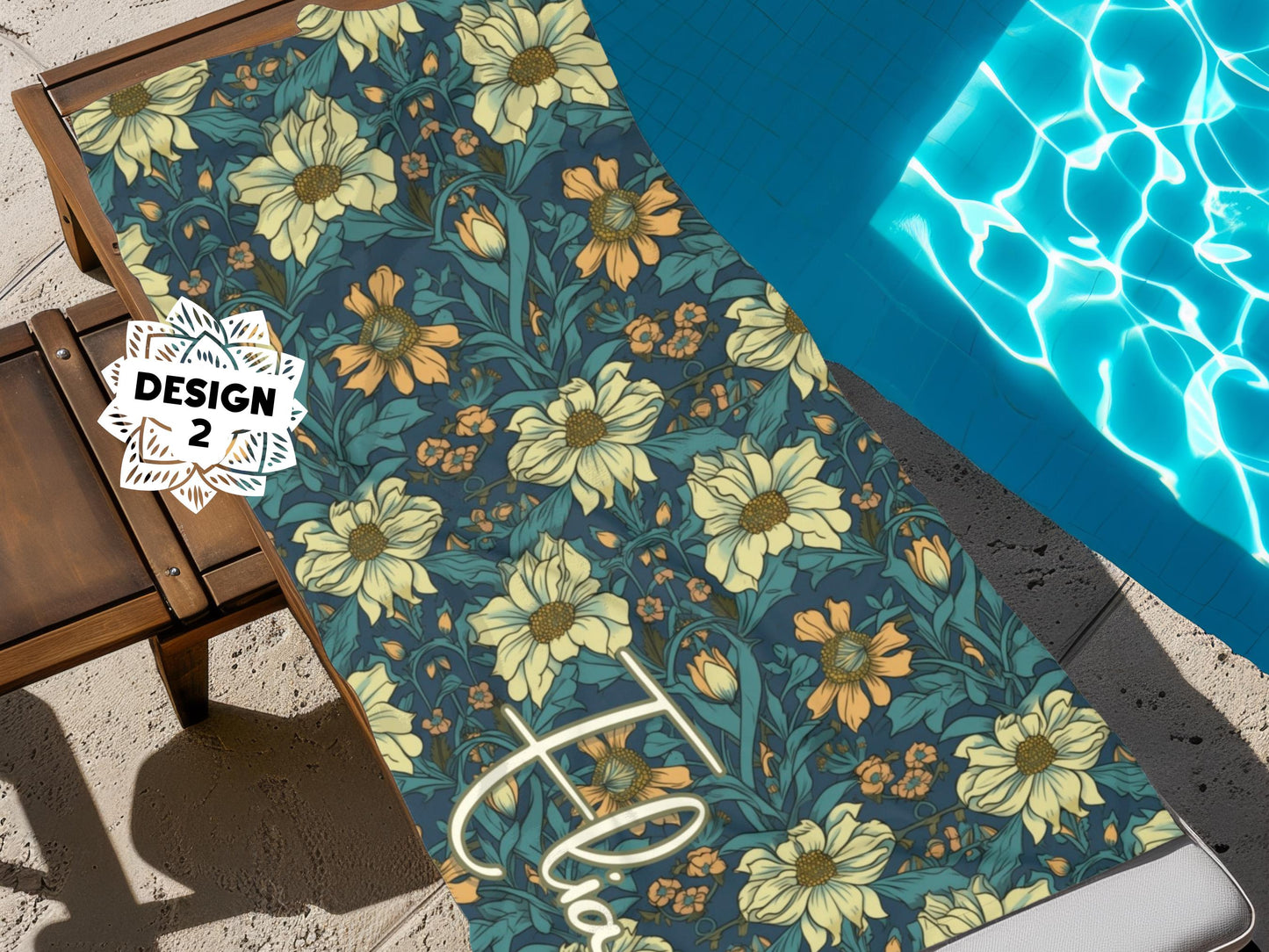 Custom Beach Towel: Personalized Indian Block Print Flower Towel - 6 Designs
