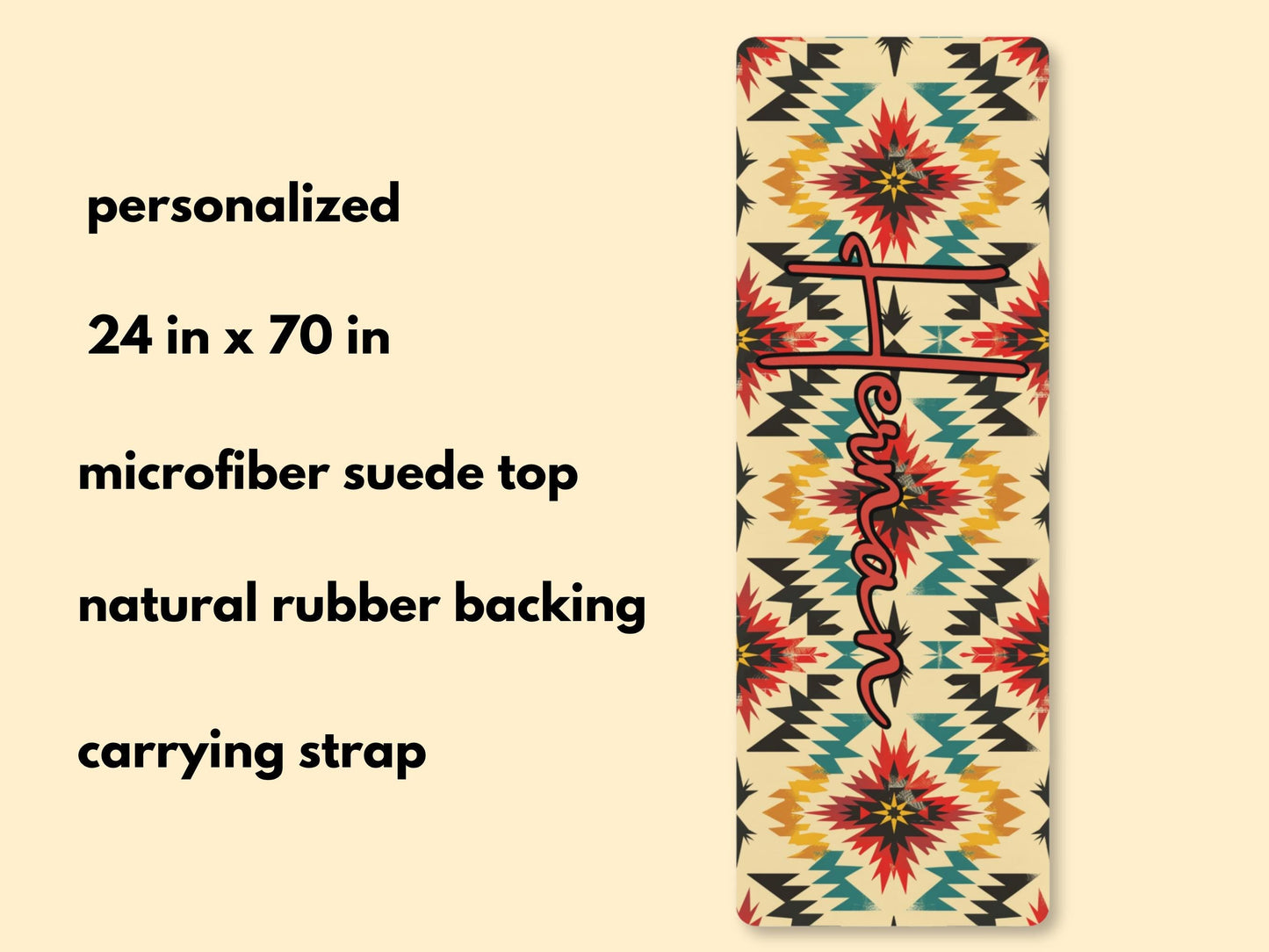 Personalized Southwest Native American Pattern Yoga Mat: Custom Pilates Mat