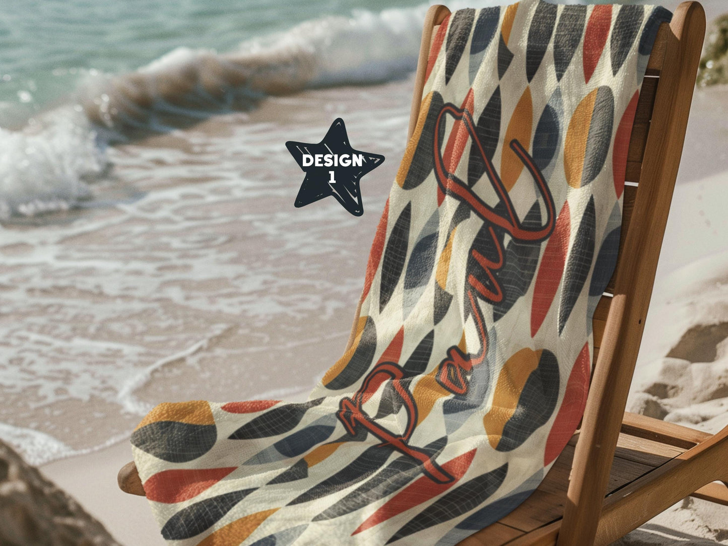 Custom Beach Towel: Personalized Midcentury Modern Towel - 2 Designs