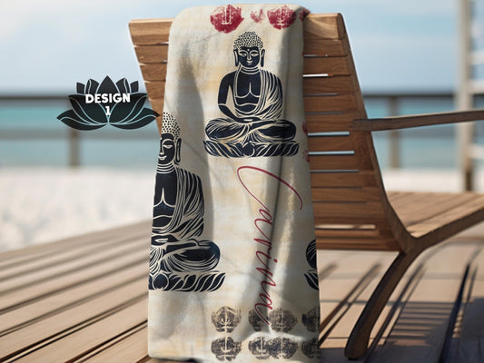 Custom Beach Towel: Personalized Buddha Towel - 3 Designs